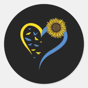 Vrouwen Liefde Hart Oekraine Zonnebloem Oekraïense Ronde Sticker