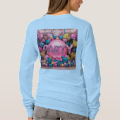 Vrouwen Light Blue Long-Sleeve Balloons Party T-shirt (Achterkant)