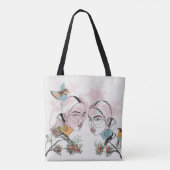 Vrouwen Line Art Boho stijl Canvas tas (Achterkant)