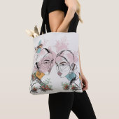 Vrouwen Line Art Boho stijl Canvas tas (Dichtbij)