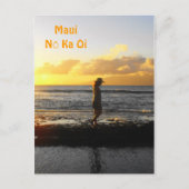 Vrouwen lopen op strand op zonsondergang in Maui Briefkaart (Voorkant)