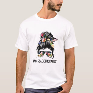 Vrouwen Lotus Massage Therapist Mam Messy Bun moed T-shirt