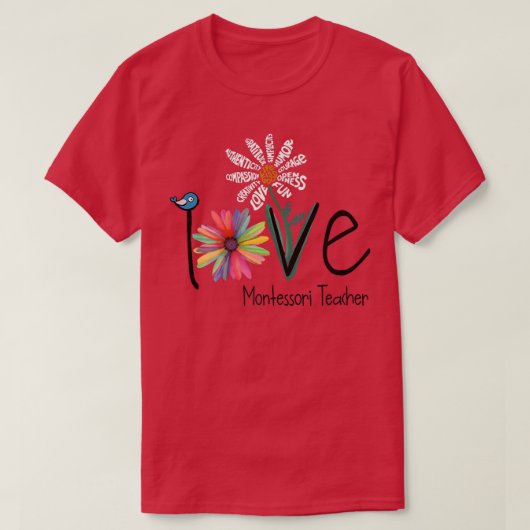 Vrouwen Love Daisy Flower Montessori Teacher T-shirt (Design voorkant)