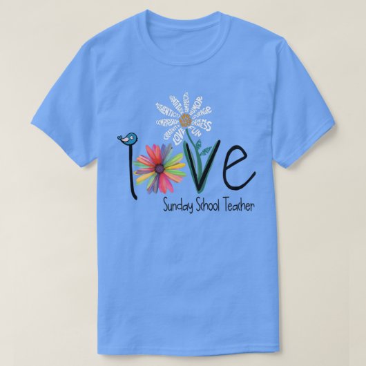 Vrouwen Love Daisy Flower Sunday School Leraar T-shirt (Design voorkant)