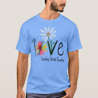 Vrouwen Love Daisy Flower Sunday School Leraar T-shirt