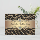 Vrouwen luipaard verjaardagsfeest kaart (Staand voorkant)
