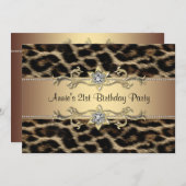 Vrouwen luipaard verjaardagsfeest kaart (Voorkant / Achterkant)