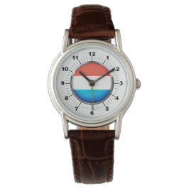 Vrouwen Luxemburgse vlag Bruin Lederen Horloge