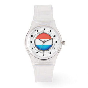 Vrouwen Luxemburgse Vlag Sportief Roze Silicon Hor Horloge