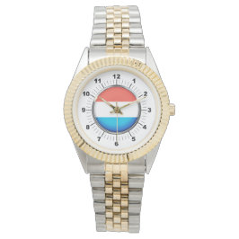Vrouwen Luxemburgse vlag Two-Tone armband horloge