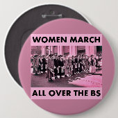 Vrouwen maart in het algemeen over de BS Colossal  Ronde Button 6,0 Cm (Voorkant /achterkant)