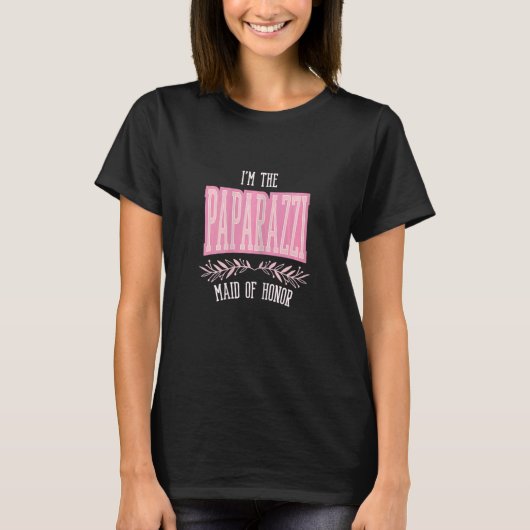 Vrouwen Maid of Honor Paparazzi Matching Bachelor T-shirt (Voorkant)