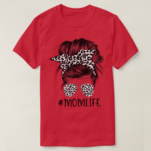 Vrouwen Mam Life Leopard Messy Bun T-shirt (Design voorkant)