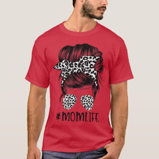 Vrouwen Mam Life Leopard Messy Bun T-shirt