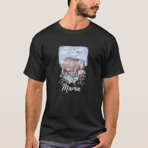 Vrouwen mama hippo nieuwe mama die mama voor moede t-shirt