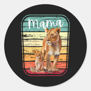 Vrouwen Mama Leeuw Leeuwin Nieuwe Mama Schattige M Ronde Sticker