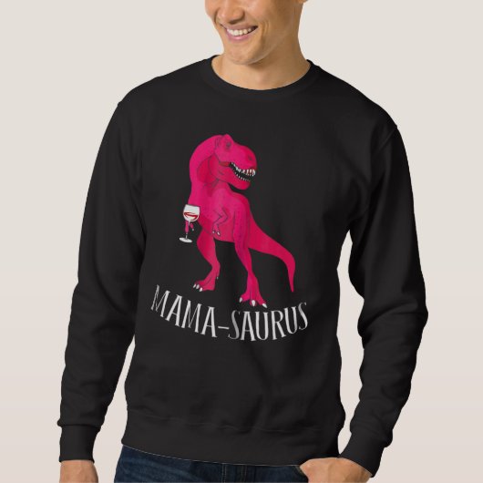 Vrouwen Mama Saurus Roze Dinosaurus Trui (Voorkant)