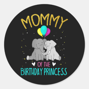 Vrouwen mama van de verjaardag prinses olifant vog ronde sticker