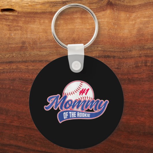 Vrouwen Mama van Rookie 1e Verjaardag 1 Baseball M Sleutelhanger (Voorkant)