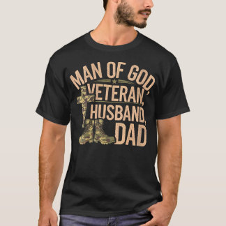 Vrouwen Man van God Veteran Husband Dad Christelij T-shirt