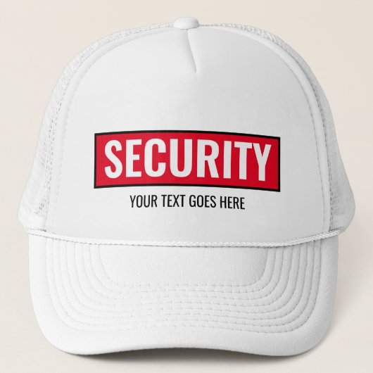 Vrouwen Mannen aangepaste tekst beveiliging Sjablo Trucker Pet (Voorkant)