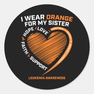 Vrouwen Mannen dragen oranje voor zus leukemie Ronde Sticker