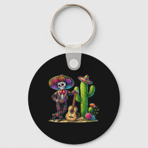 Vrouwen Mannen Skelet Cinco De Mayo Mariachi Fiest Sleutelhanger