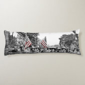 Vrouwen Meisjes 1910 Amerikaans Antiek met vlaggen Lichaamskussen (Achterkant)