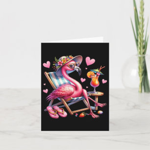 Vrouwen Meisjes Roze Flamingo Strand Palm Tree Sch Kaart