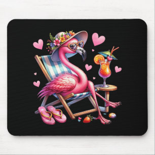 Vrouwen Meisjes Roze Flamingo Strand Palm Tree Sch Muismat