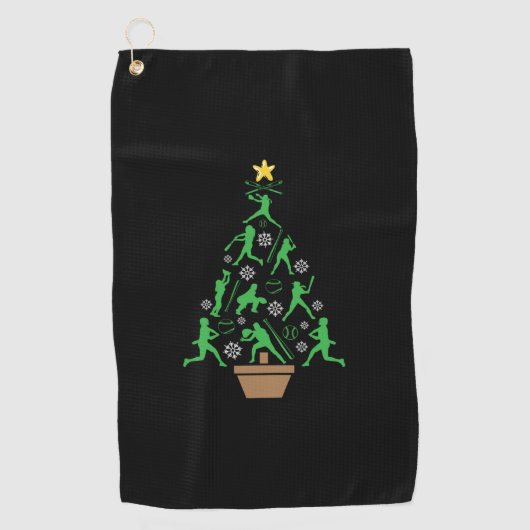 Vrouwen Meisjes Softbal Kerstboom Golfhanddoek (Voorkant)