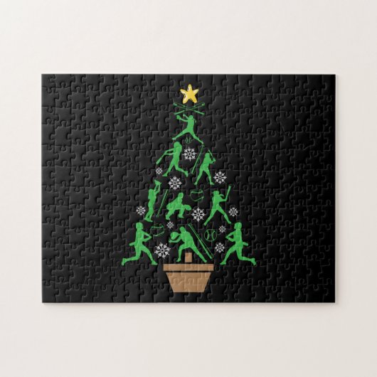 Vrouwen Meisjes Softbal Kerstboom Legpuzzel (Horizontaal)