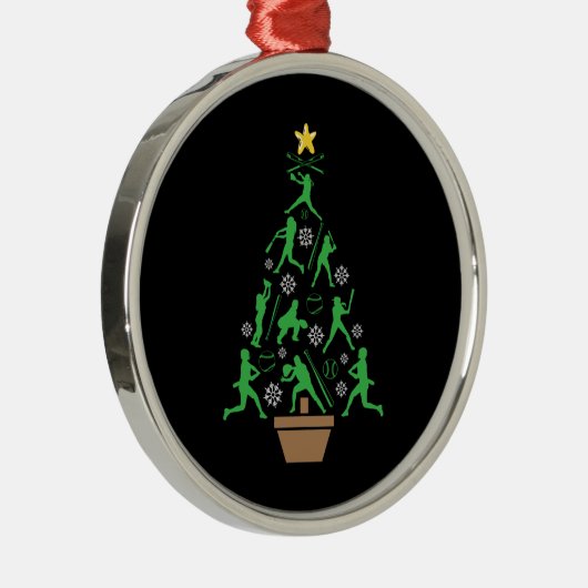 Vrouwen Meisjes Softbal Kerstboom Metalen Ornament (Rechts)