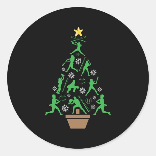 Vrouwen Meisjes Softbal Kerstboom Ronde Sticker (Voorkant)