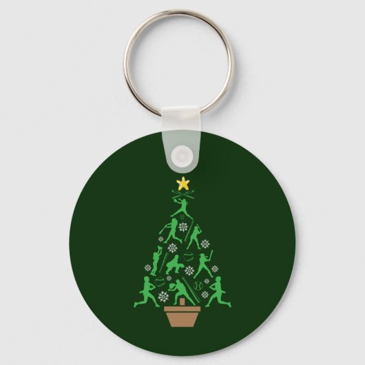 Vrouwen Meisjes Softbal Kerstboom Sleutelhanger (Voorkant)
