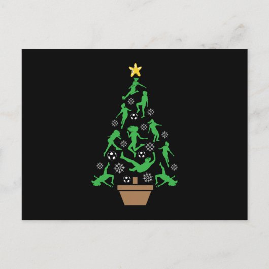 Vrouwen Meisjes Voetbal Kerstboom Briefkaart (Voorkant)