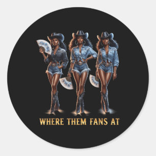 Vrouwen meisjes waar ze fans bij Melanin Cowgirls Ronde Sticker