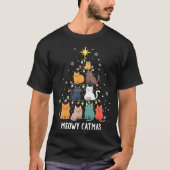 Vrouwen Meowy Catmas Kat Kerstboom Kerstmis Jongen T-shirt (Voorkant)