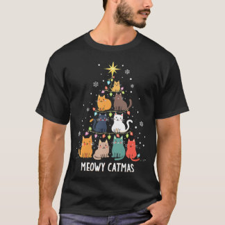 Vrouwen Meowy Catmas Kat Kerstboom Kerstmis Jongen T-shirt