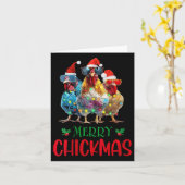 Vrouwen Merry Christmas Ornament Lights Chicken Bo Kaart (Gele Bloem)