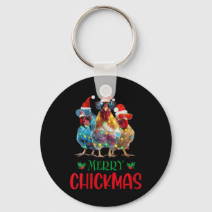 Vrouwen Merry Christmas Ornament Lights Chicken Bo Sleutelhanger