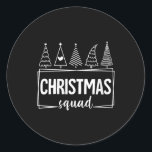 Vrouwen Merry Christmas Squad Tree Kerstman Famili Ronde Sticker<br><div class="desc">Vrouwen Merry Christmas Squad Tree Santa Xmas Familie Mannen Vrouwen</div>