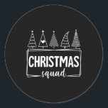 Vrouwen Merry Christmas Squad Tree Kerstman Famili Ronde Sticker<br><div class="desc">Vrouwen Merry Christmas Squad Tree Santa Xmas Familie Mannen Vrouwen</div>