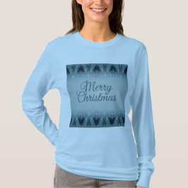 Vrouwen Merry Christmas Trees Lichtblauw T-shirt