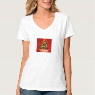 Vrouwen Merry Christmas V-hals T-shirt