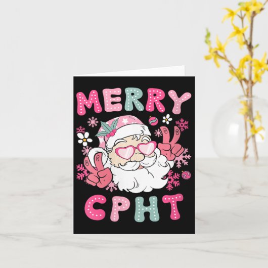 Vrouwen Merry CPHT Kerst Gecertificeerde Apotheek  Kaart (Gele Bloem)