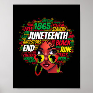 Vrouwen Messy Bun Juneteenth Vieren onafhankelijkh Poster
