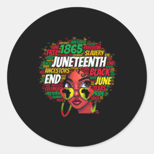 Vrouwen Messy Bun Juneteenth Vieren onafhankelijkh Ronde Sticker