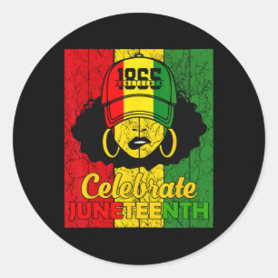 Vrouwen Messy Bun Juneteenth Vieren Onafhankelijkh Ronde Sticker