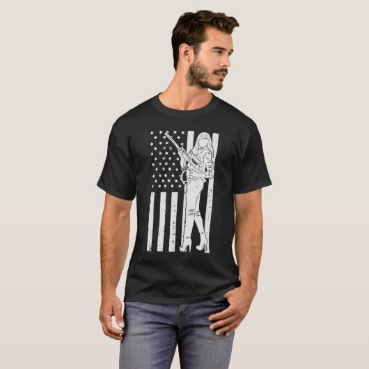 Vrouwen met Amerikaanse vlag Pistolen Pro Pistool  T-shirt (Voorkant volledig)